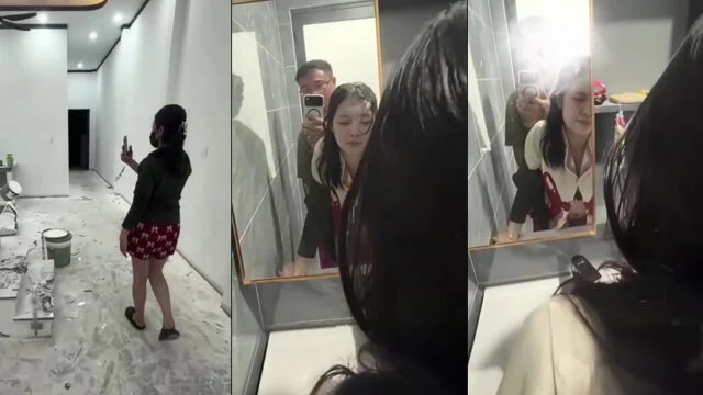 Qua thăm nhà mới đang xây tranh thủ cùng em trong phòng tắm